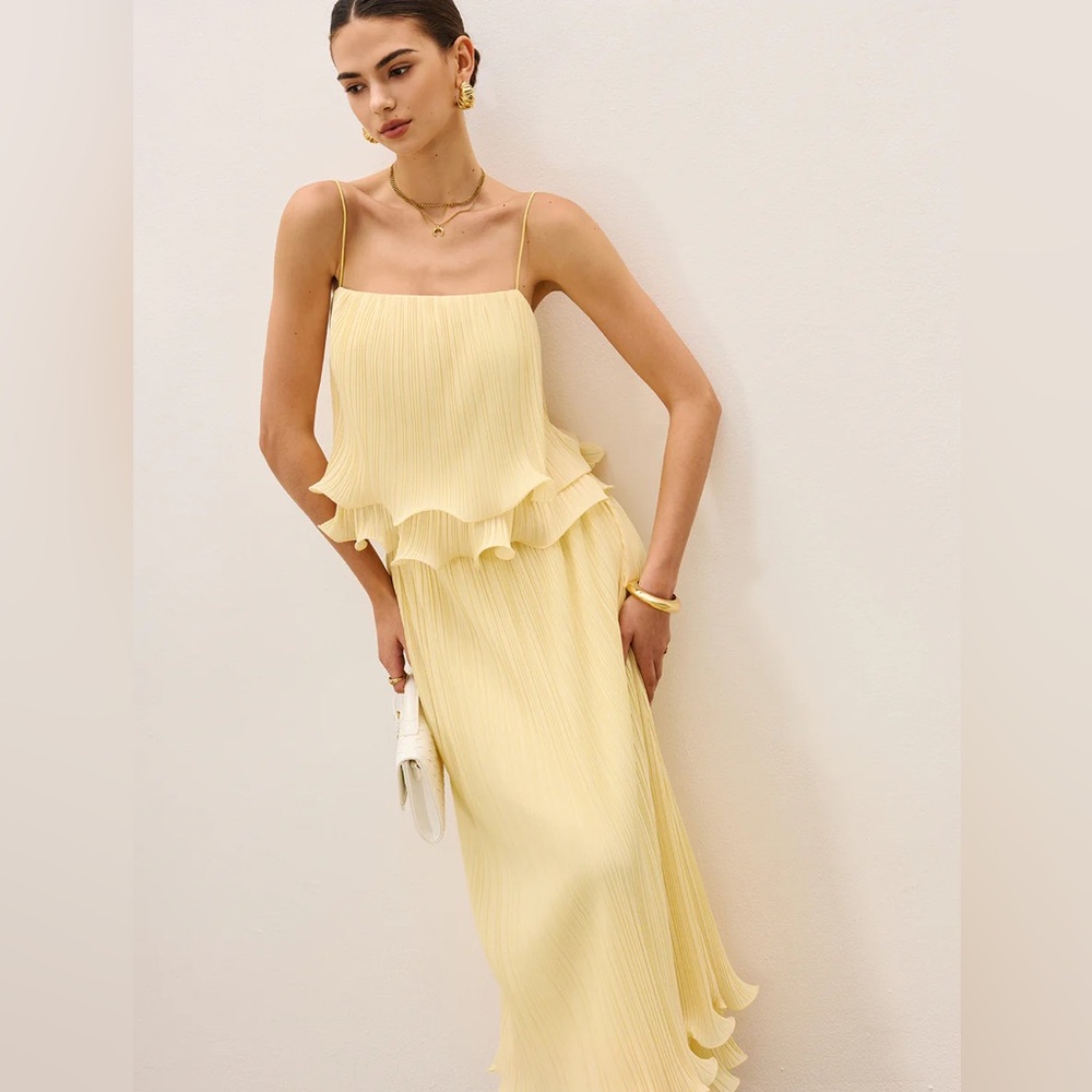 $50 msrp NWT commense Butter Yellow Ruffle set xs springtime Easter! - Picture 2 of 8